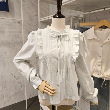 양 프릴 레이스 셔츠