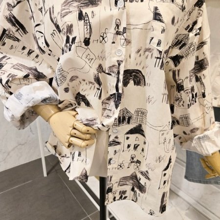 하프 캐릭터 프린트 셔츠