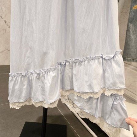 사선 레이스 롱 스커트