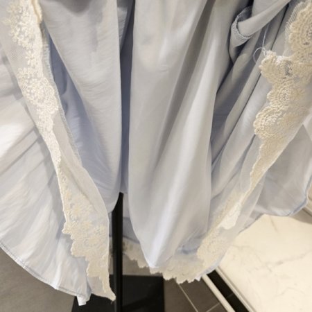 사선 레이스 롱 스커트