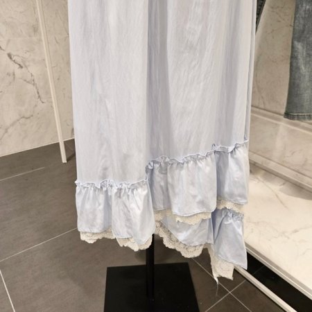 사선 레이스 롱 스커트