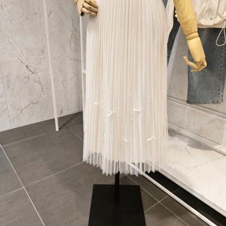 리본구슬 장식 샤 스커트