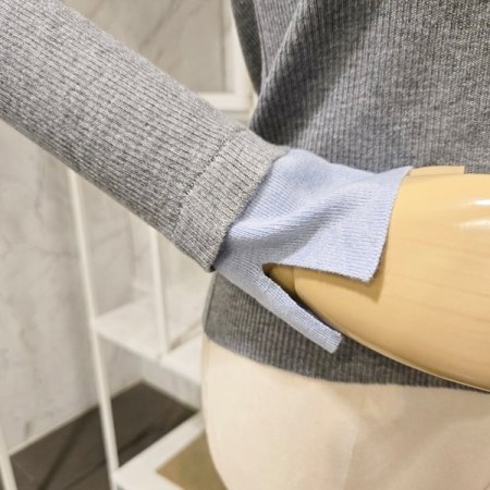카라 배색 골지 가디건