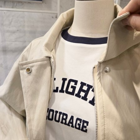 밑단 밴딩 집업 레자점퍼