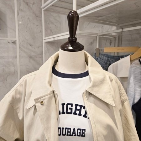 밑단 밴딩 집업 레자점퍼