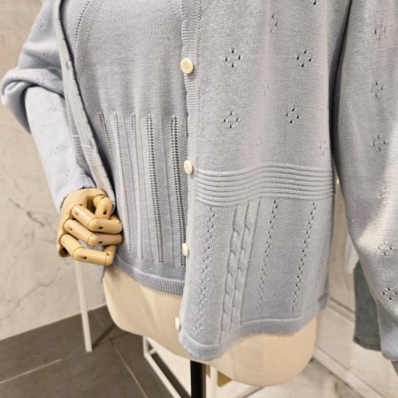 펀칭 탑 가디건 세트