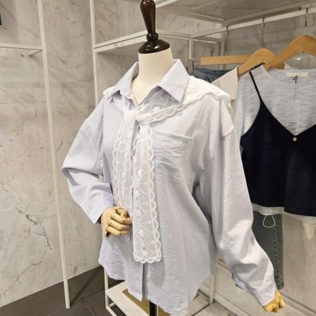 레이스 숄 셔츠 세트