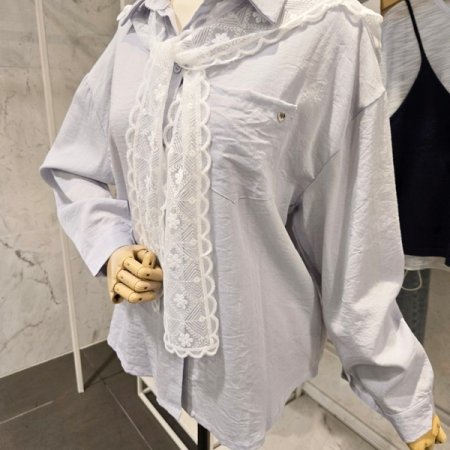 레이스 숄 셔츠 세트