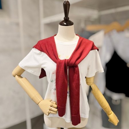 니트숄 플라워티셔츠 세트