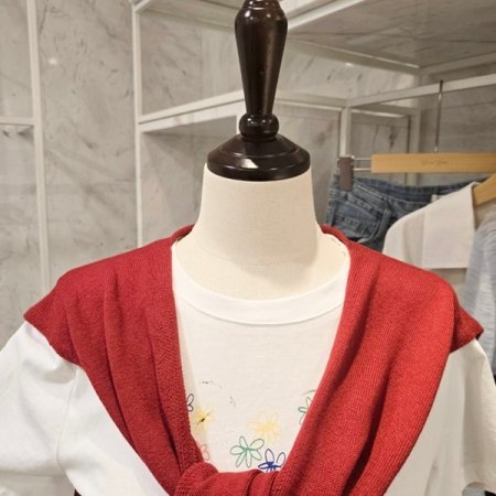 니트숄 플라워티셔츠 세트