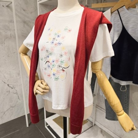 니트숄 플라워티셔츠 세트