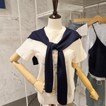 니트숄 플라워티셔츠 세트