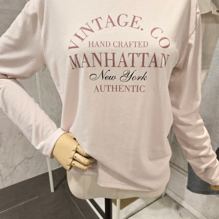 레터링 긴팔 티셔츠