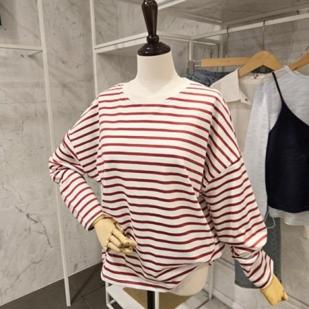 오버핏 스트라이프 티셔츠