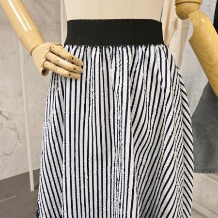 스트라이프 레이스 스커트