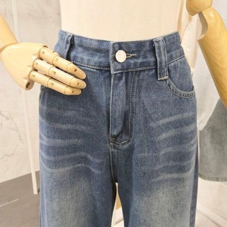 워싱 와이드 데님 팬츠