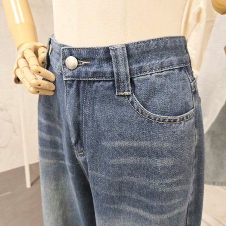 워싱 와이드 데님 팬츠