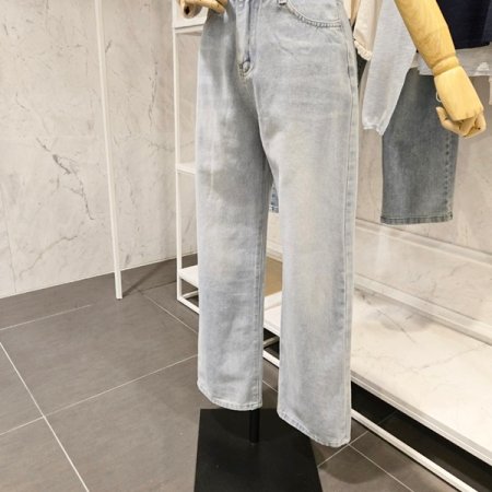 베이직 세미 와이드 데님 팬츠