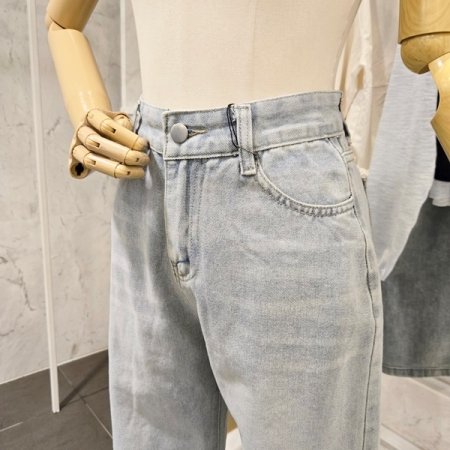 베이직 세미 와이드 데님 팬츠