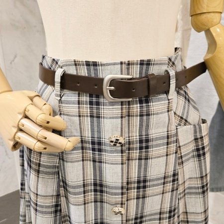 체크 벨트 스커트
