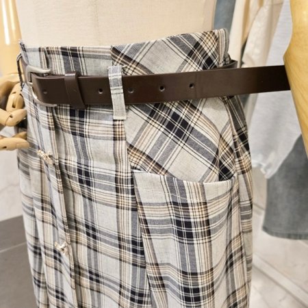 체크 벨트 스커트