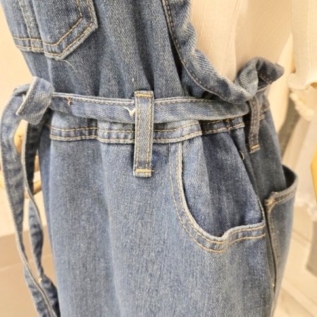 트임 멜빵 데님 원피스