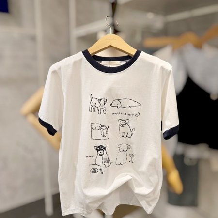 강아지 배색 티셔츠