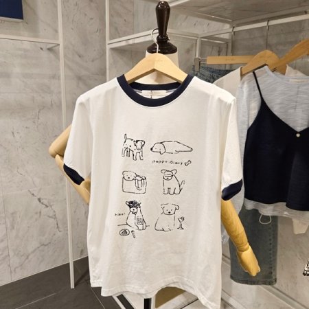 강아지 배색 티셔츠