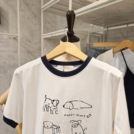 강아지 배색 티셔츠