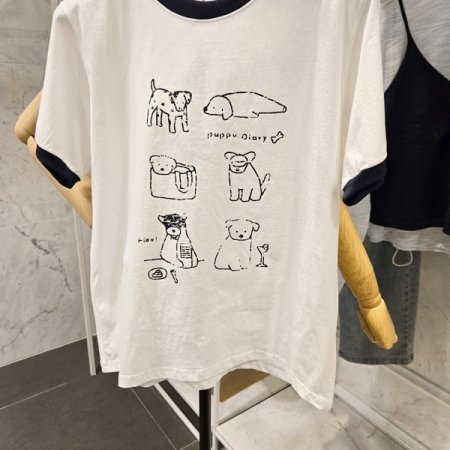 강아지 배색 티셔츠