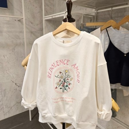 플라워 라운드 맨투맨티셔츠