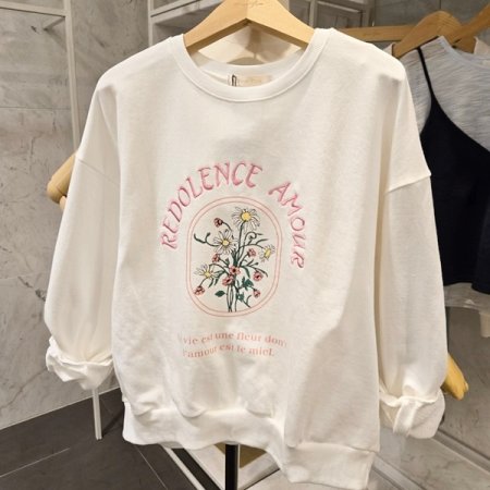 플라워 라운드 맨투맨티셔츠