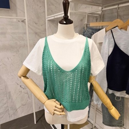 컬러 뷔스티에 티셔츠 세트