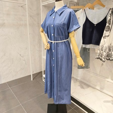 스티치 양포켓 벨트 원피스