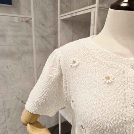 데이지 꽃 퍼프 가디건