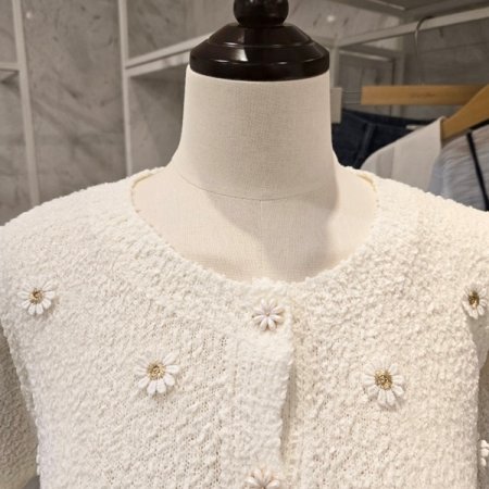 데이지 꽃 퍼프 가디건