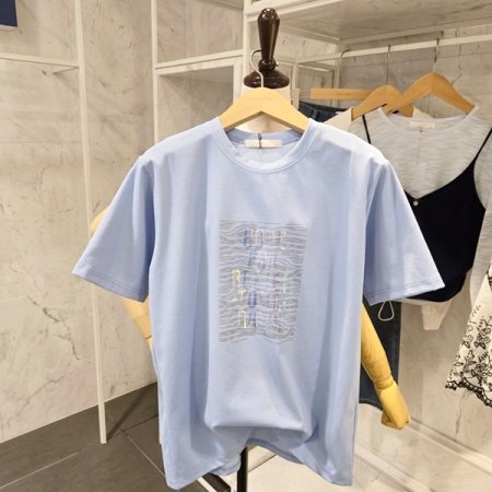 물결 레터링 티셔츠