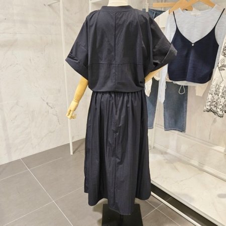 포켓 스트링 상의 스커트 세트