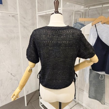 양 셔링 브이넥 니트