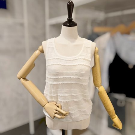 물결 레이스 민소매 니트