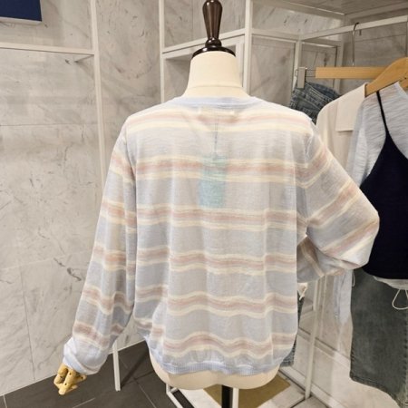 4색 줄무늬 가디건