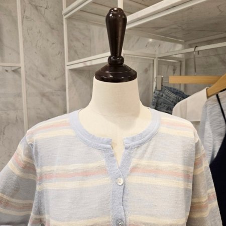 4색 줄무늬 가디건