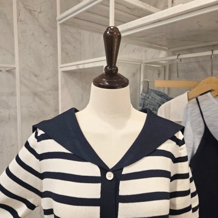 세일러 줄무늬 니트가디건