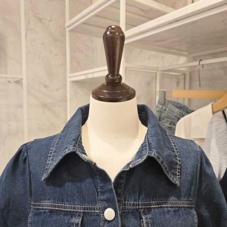 버튼 숏 데님 자켓