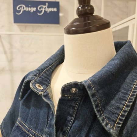 버튼 숏 데님 자켓