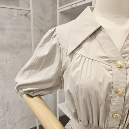 허리 밴딩 카라 원피스