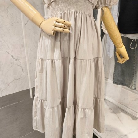 허리 밴딩 카라 원피스