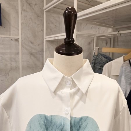 스트링 숏 카라 블라우스