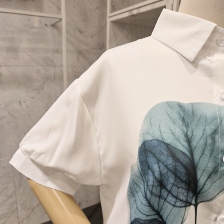 스트링 숏 카라 블라우스