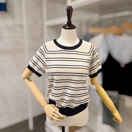 줄무늬 반팔 니트